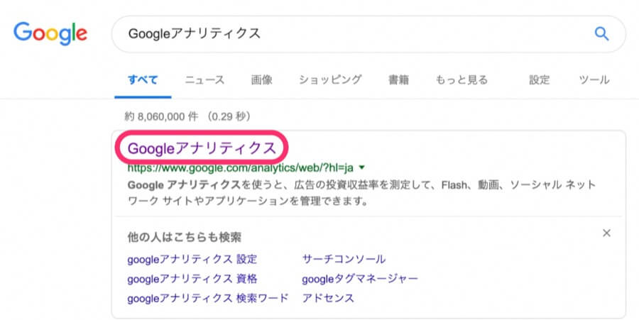 「Googleアナリティクス」をクリック
