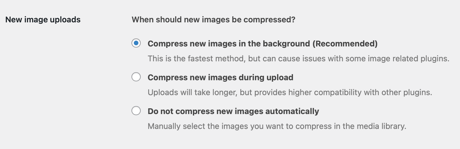 New image uploads は1番上だけチェック